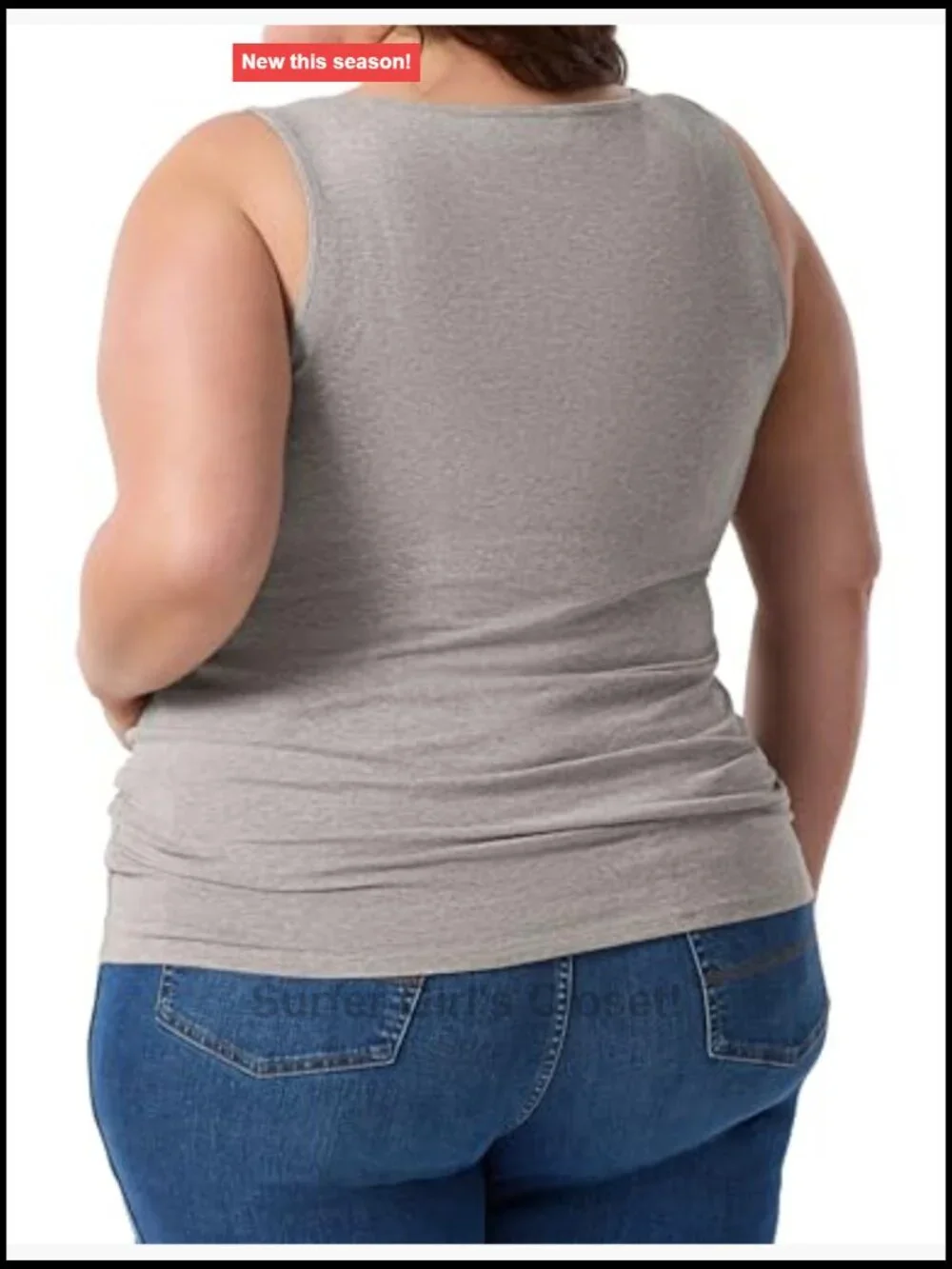 Women's Plus Size Cotton Spandex Tank Top with Built-in Shelf Bra, No-Yank,